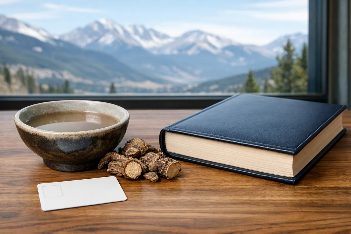 Kava shell, ID card, and Colorado mountain view for age and legality questions